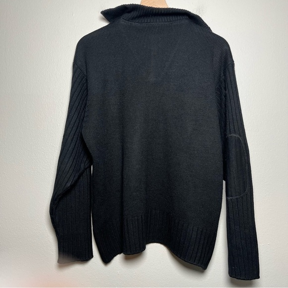 VTG 90s Adidas Men Sweater Large Japan Black Orange Thick Knit Stripe 1/4 Zip - Picture 3 of 12